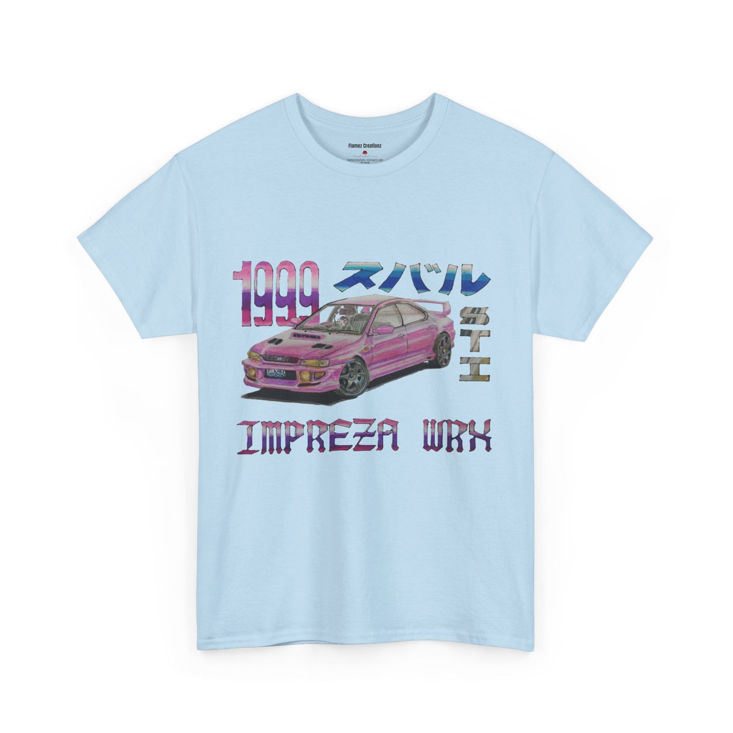 Hand Drawn Pink Impreza WRX Unisex Heavy Cotton Tee
