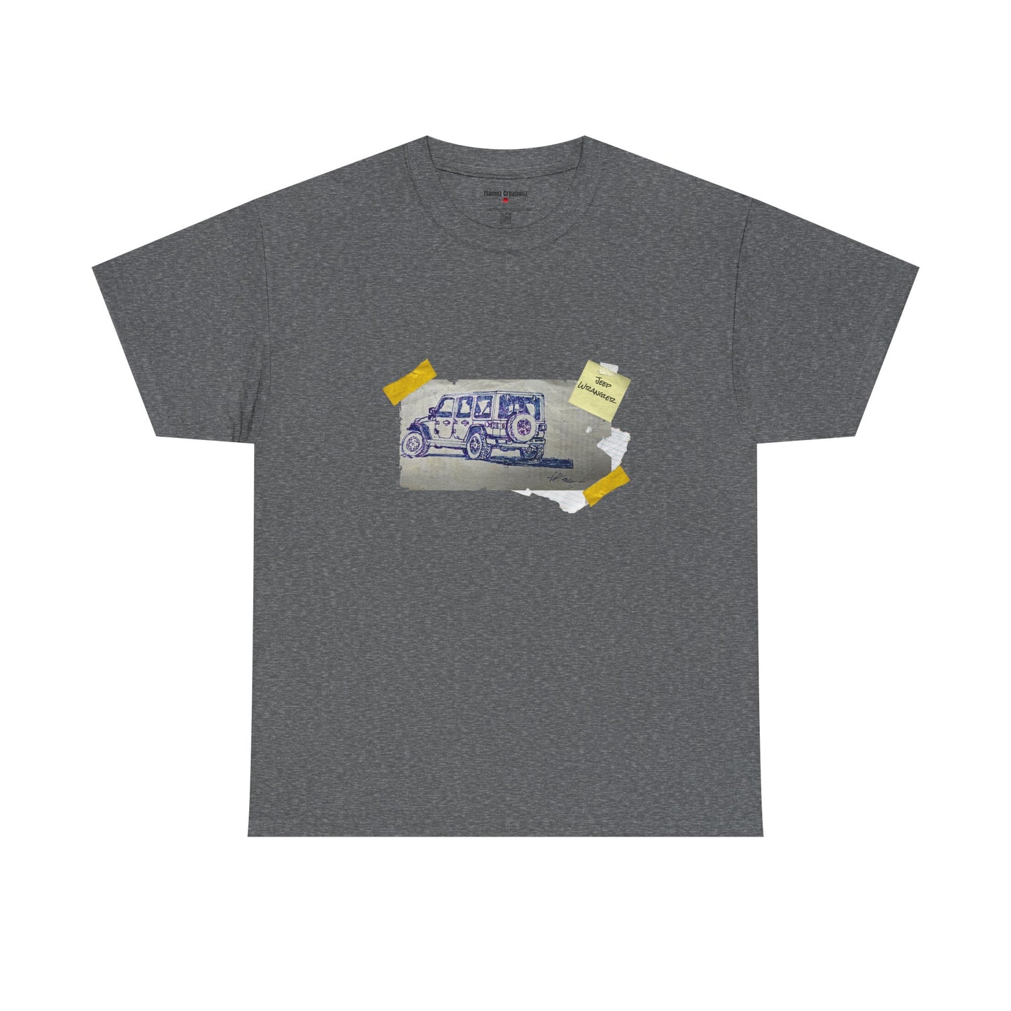 Jeep Drawing Print Unisex Heavy Cotton Tee