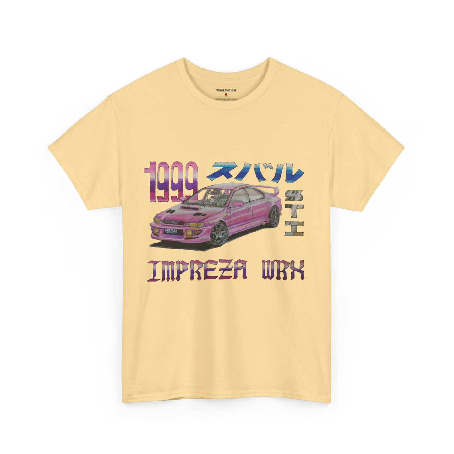 Hand Drawn Pink Impreza WRX Unisex Heavy Cotton Tee