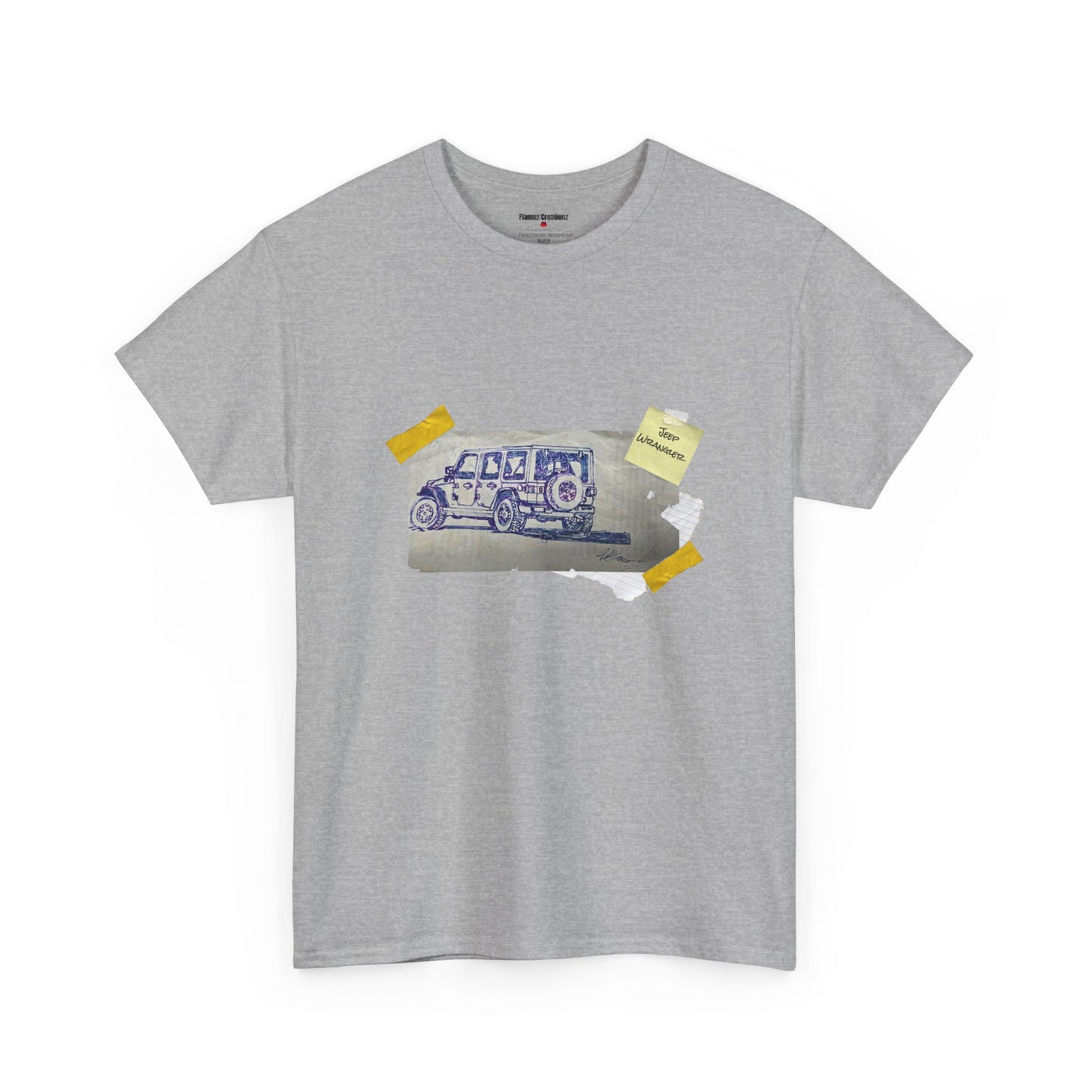 Jeep Drawing Print Unisex Heavy Cotton Tee