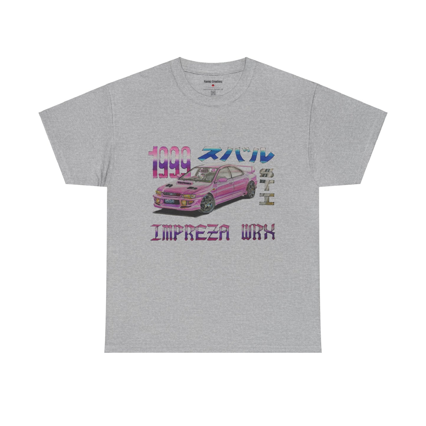 Hand Drawn Pink Impreza WRX Unisex Heavy Cotton Tee