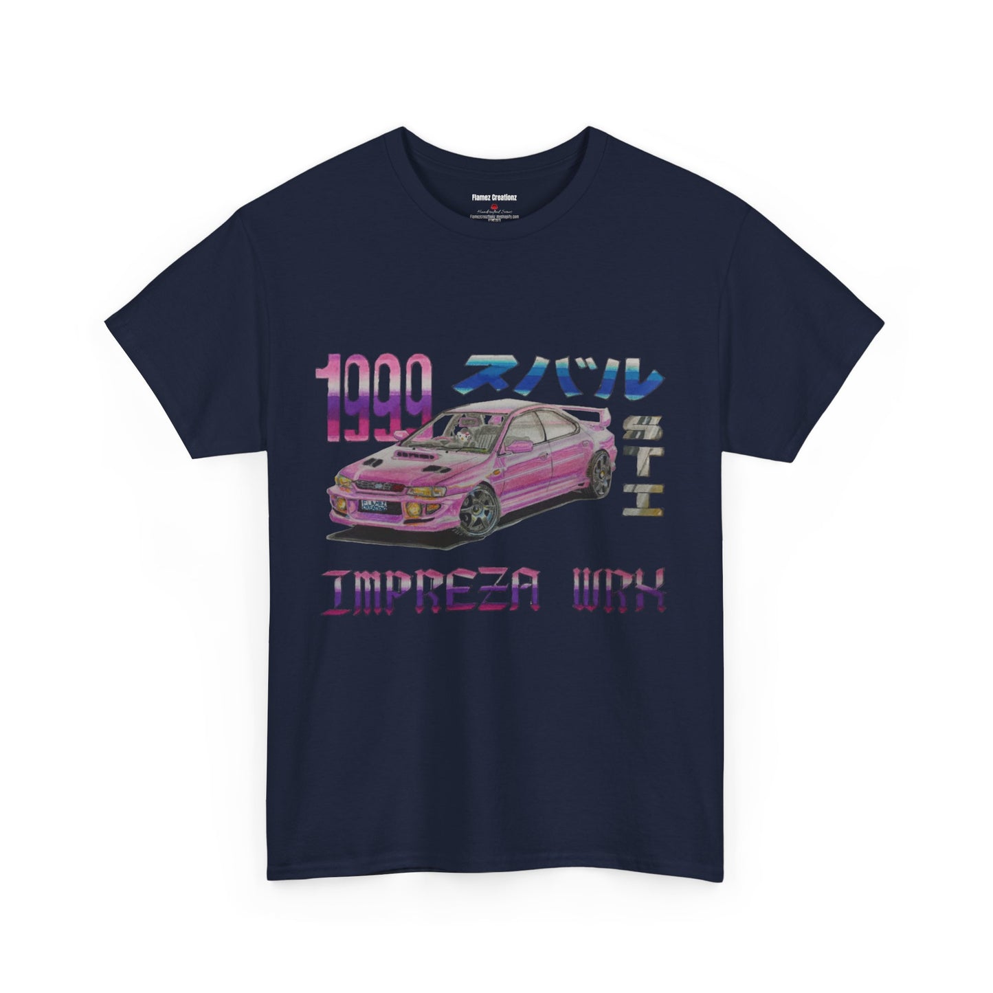 Hand Drawn Pink Impreza WRX Unisex Heavy Cotton Tee