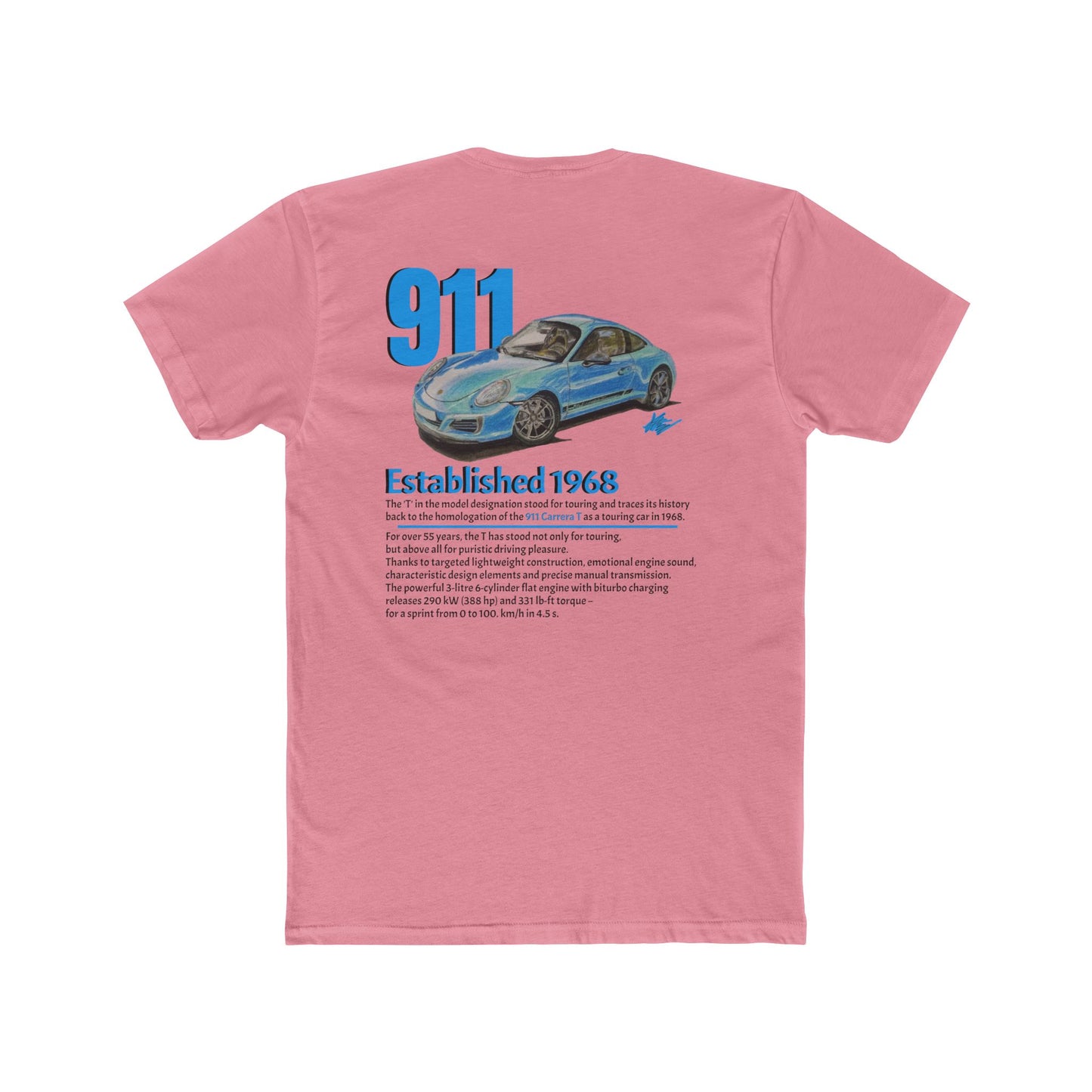 Hand Drawn Porsche 911 Cotton Crew Tee