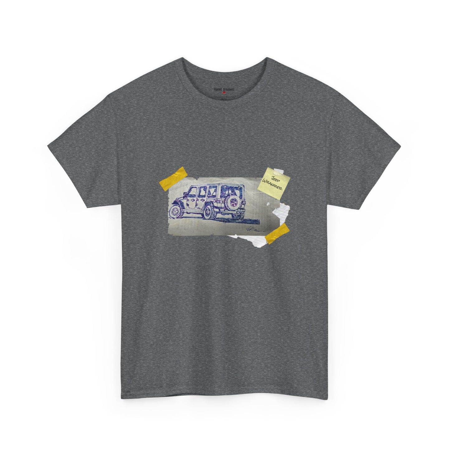 Jeep Drawing Print Unisex Heavy Cotton Tee