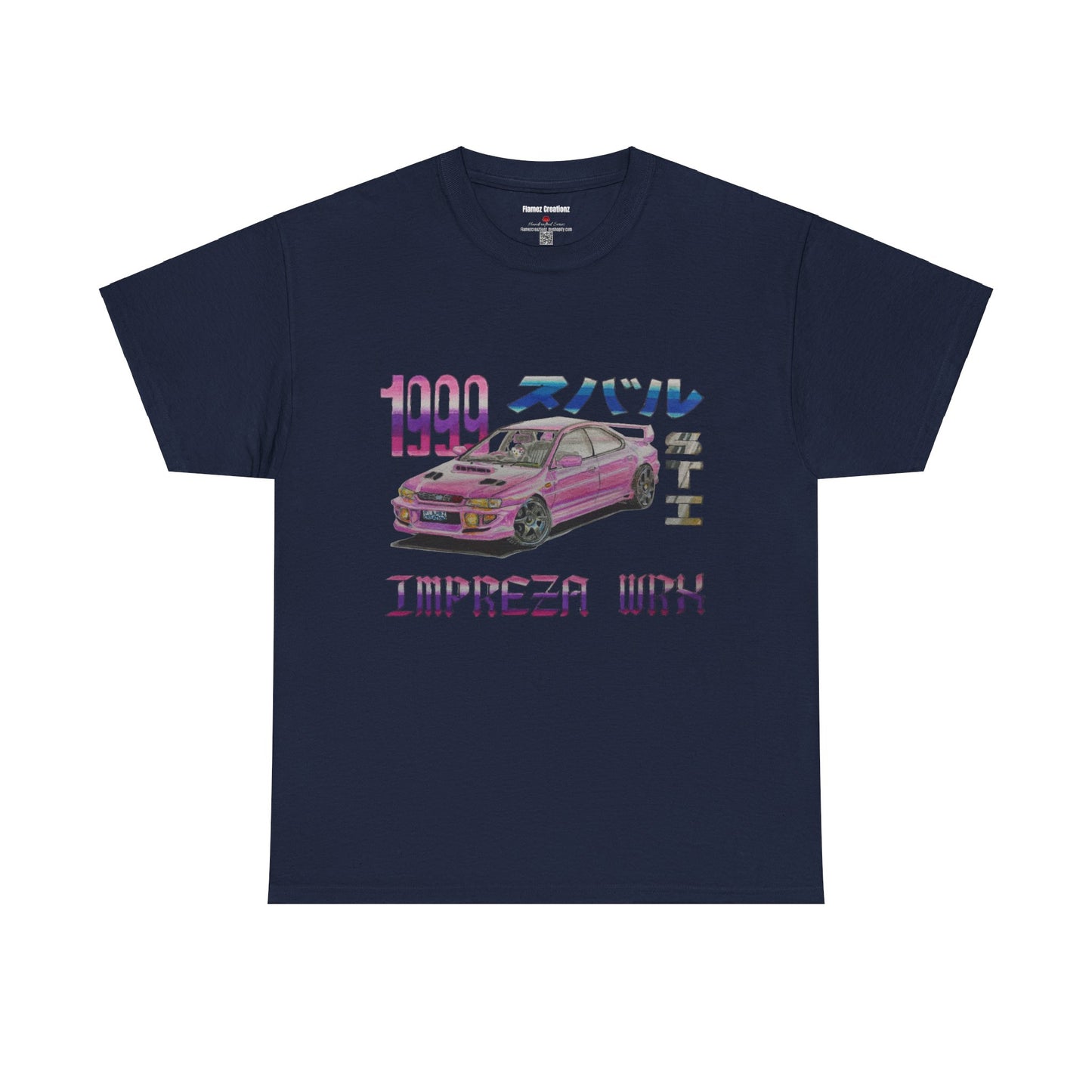 Hand Drawn Pink Impreza WRX Unisex Heavy Cotton Tee