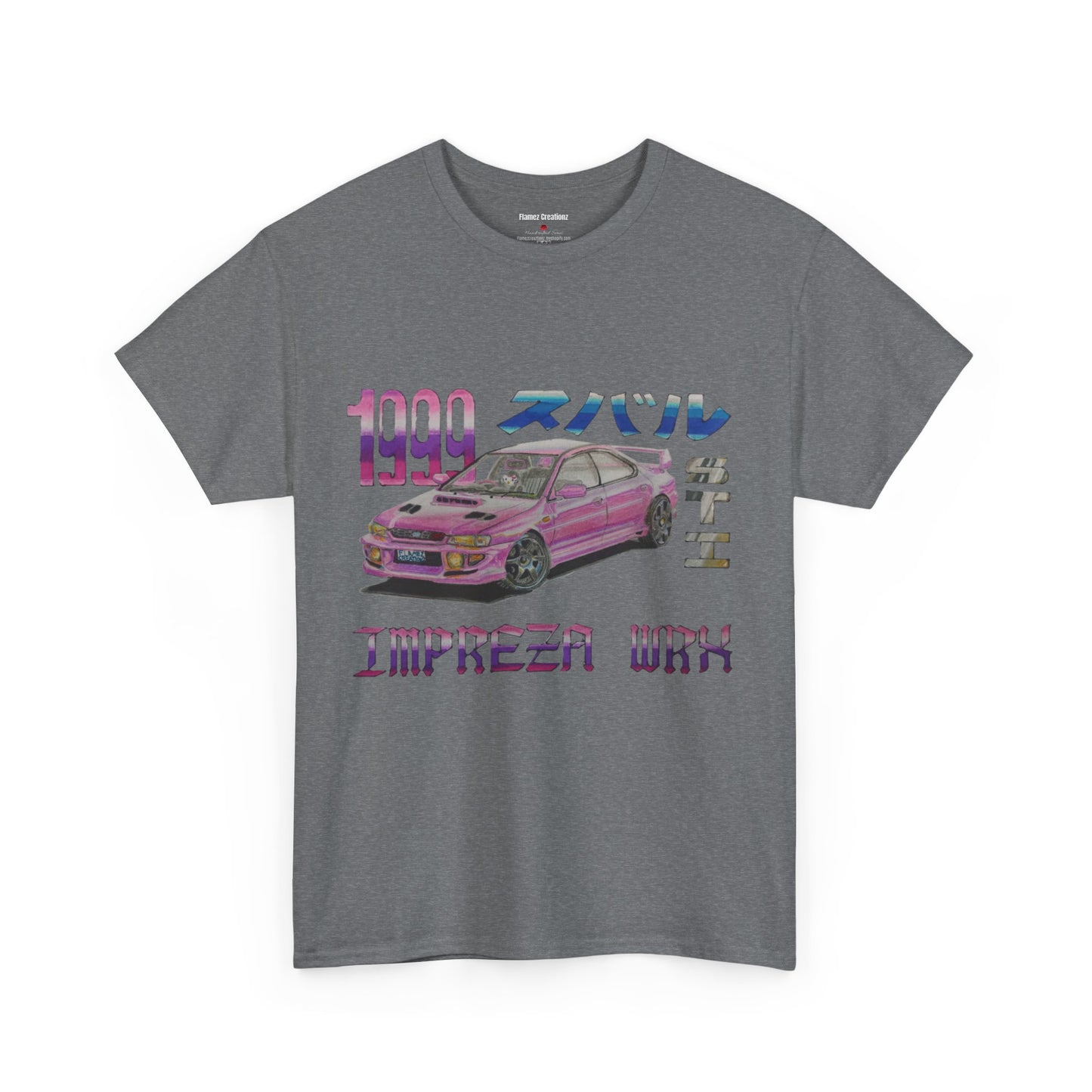 Hand Drawn Pink Impreza WRX Unisex Heavy Cotton Tee