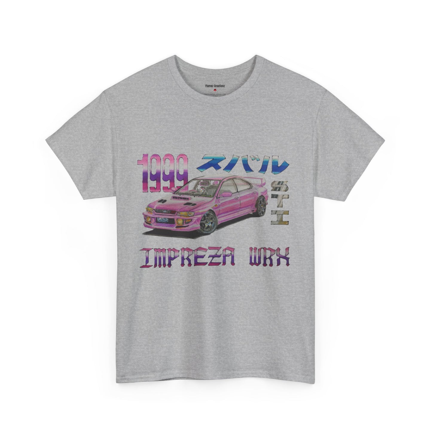 Hand Drawn Pink Impreza WRX Unisex Heavy Cotton Tee