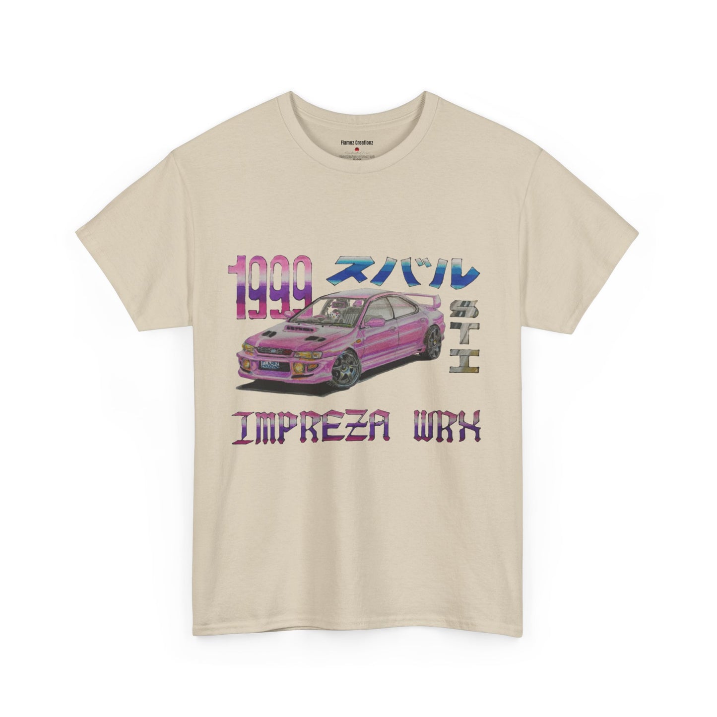 Hand Drawn Pink Impreza WRX Unisex Heavy Cotton Tee