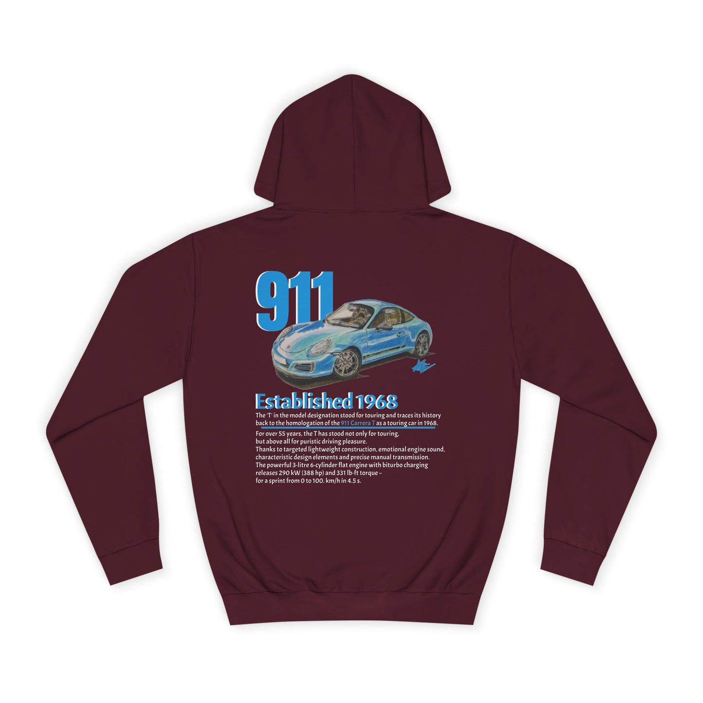 Hand Drawn Porsche 911 Unisex Hoodie