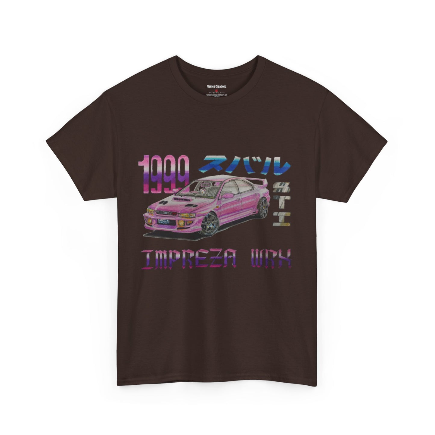 Hand Drawn Pink Impreza WRX Unisex Heavy Cotton Tee