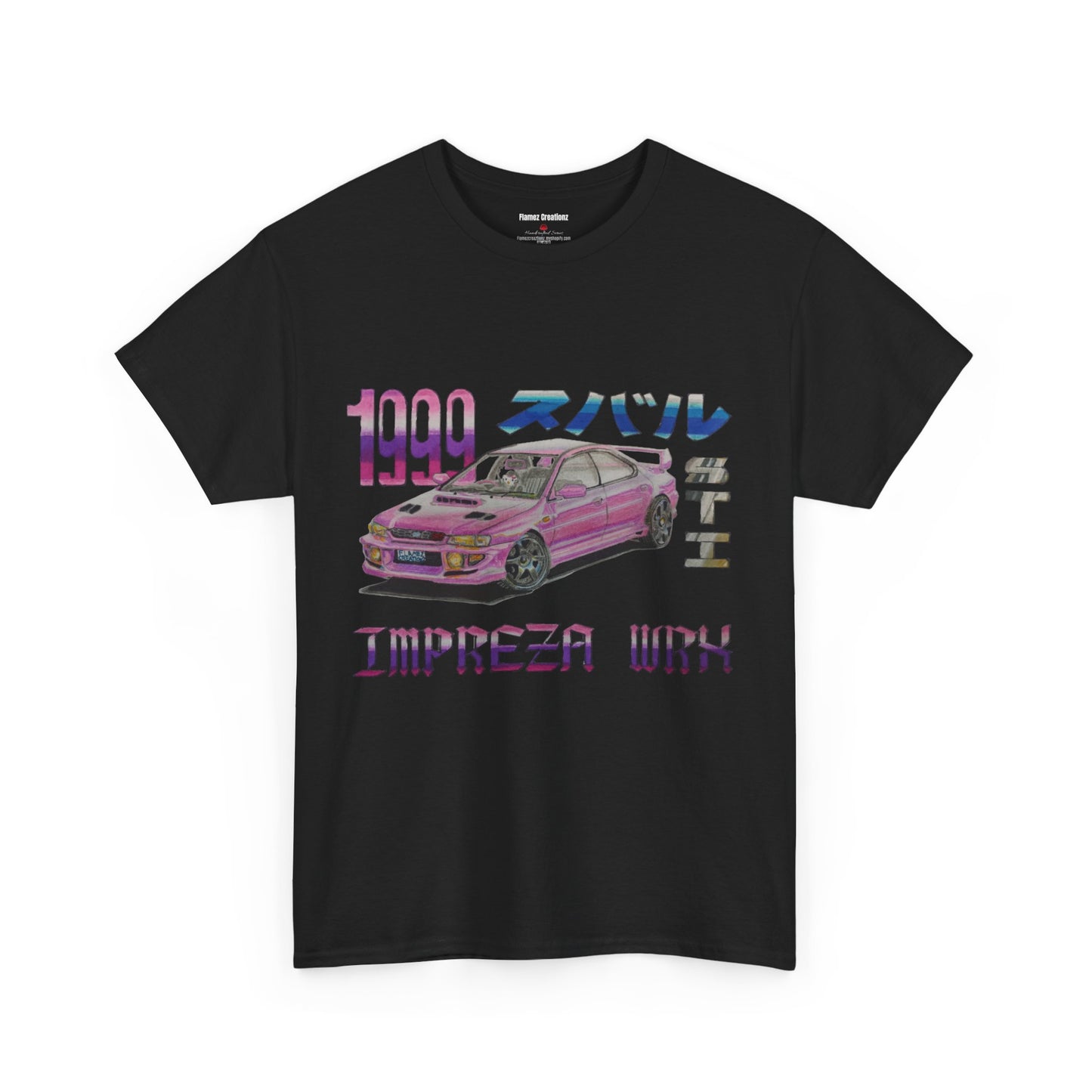 Hand Drawn Pink Impreza WRX Unisex Heavy Cotton Tee