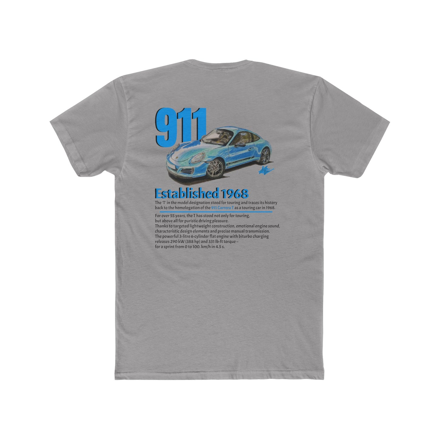 Hand Drawn Porsche 911 Cotton Crew Tee