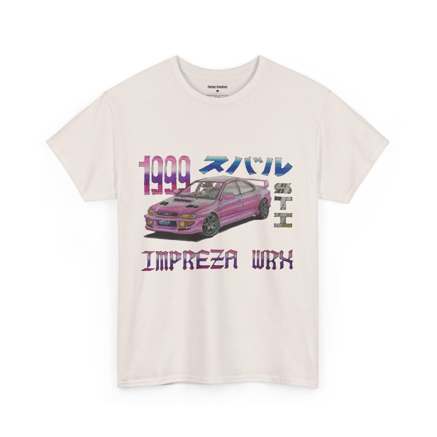 Hand Drawn Pink Impreza WRX Unisex Heavy Cotton Tee