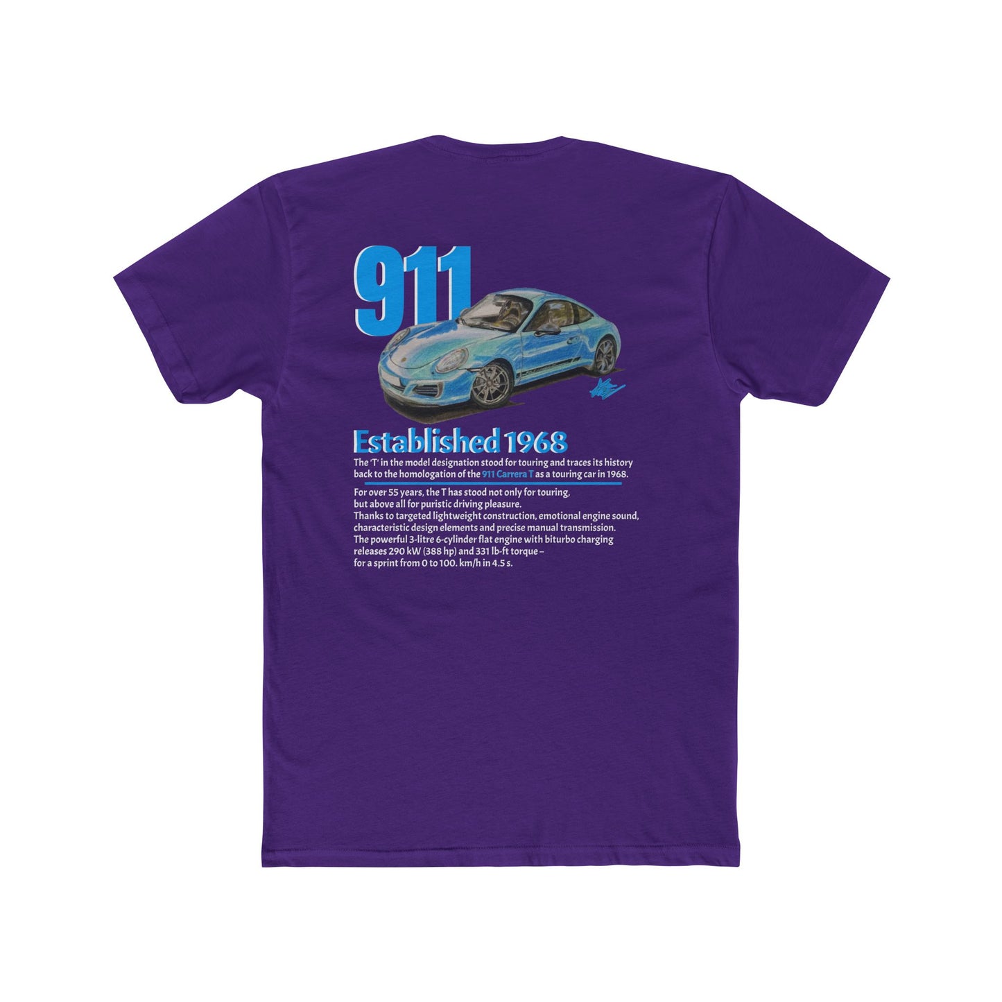Hand Drawn Porsche 911 Cotton Crew Tee