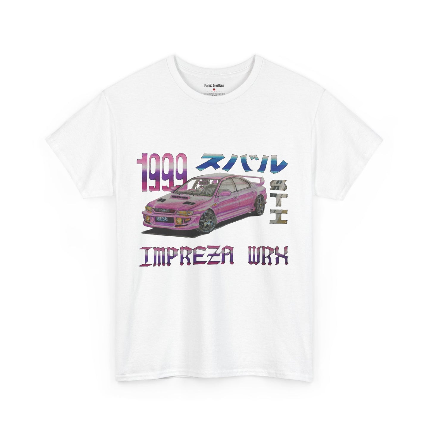 Hand Drawn Pink Impreza WRX Unisex Heavy Cotton Tee